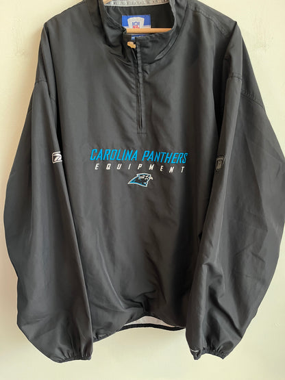 00s Carolina Panthers 1/4th Zip Black Reebok Windbreaker (XXL)