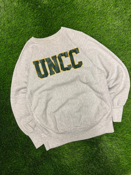 90s University Of North Carolina Charlotte (UNCC) Vintage Spell Out Reverse Weave Crewneck (XL)