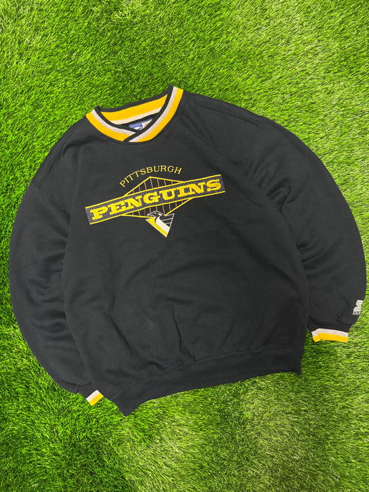 90s Pittsburgh Penguins Embroidered Starter NHL Crewneck (M)