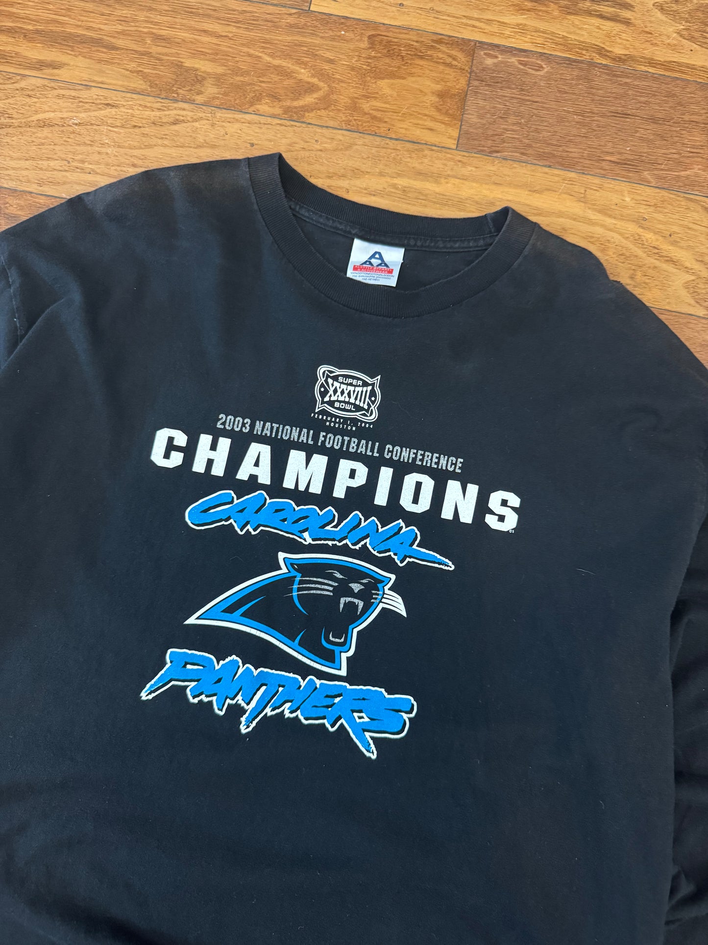 2003 Panthers Black Graphic Super Bowl XXXVIII (L)
