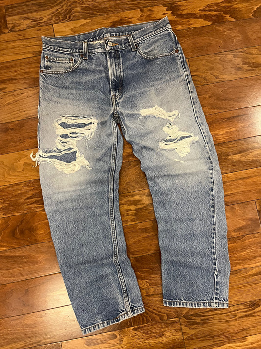 00s Levi's Distressed Faded Blue Jeans (34 x 30)