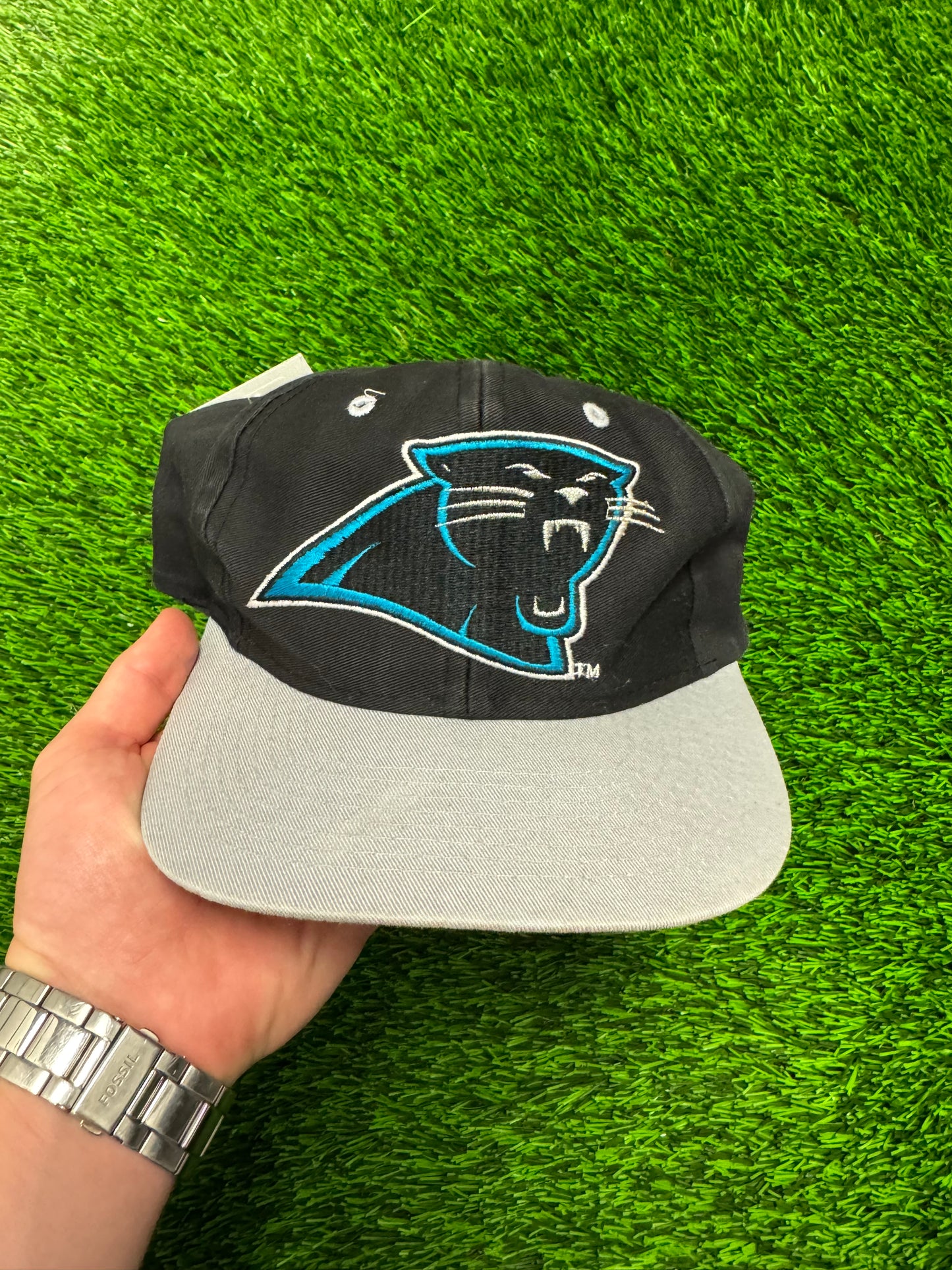 90s Carolina Panthers Big Logo Competitor Snapback Hat (OS)