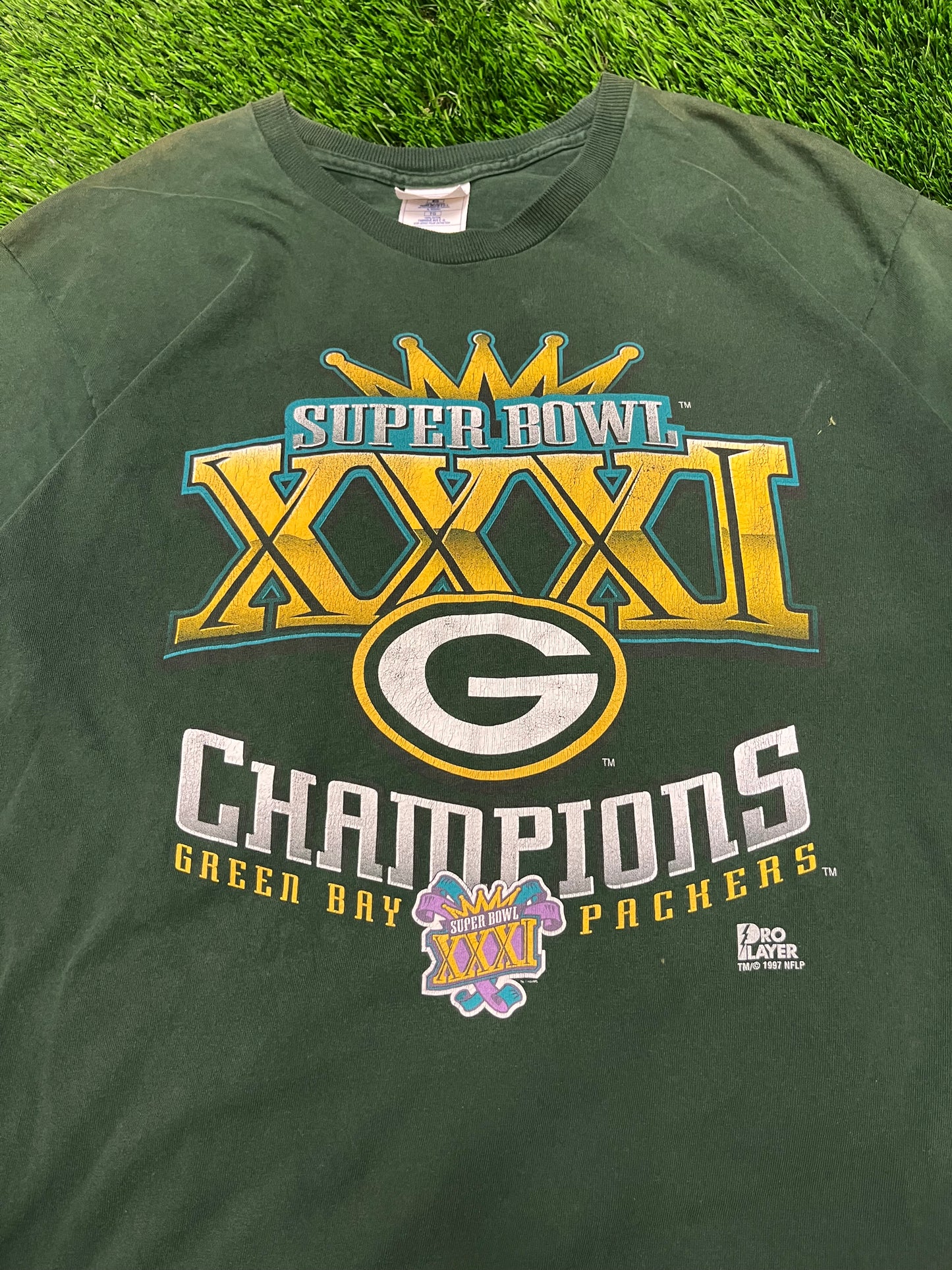 1997 Green Bay Packers Super Bowl Pro Player Green Tee (XL)