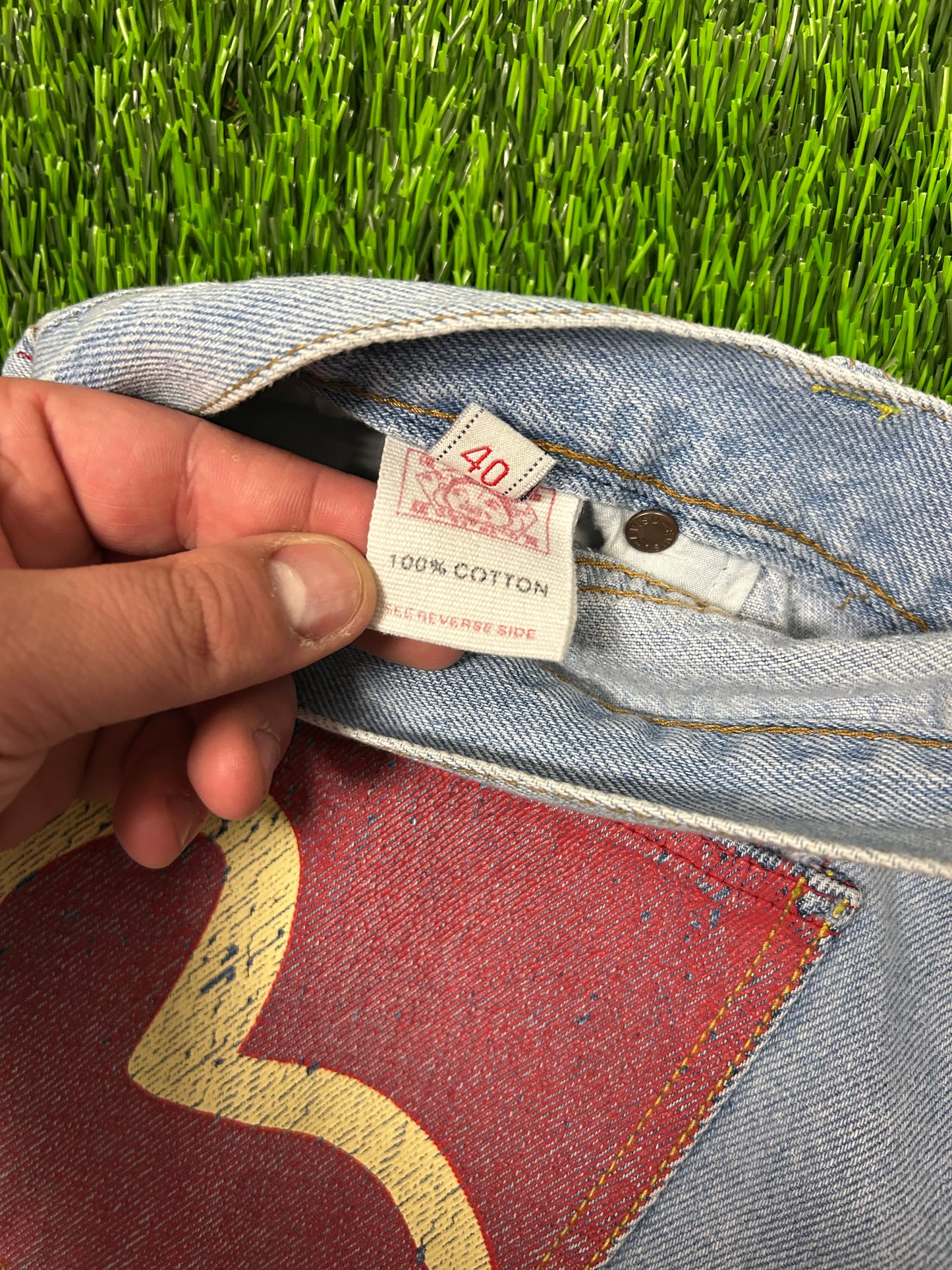 00s Evisu Vintage Multi Pocket Button Fly Jean Shorts (40)