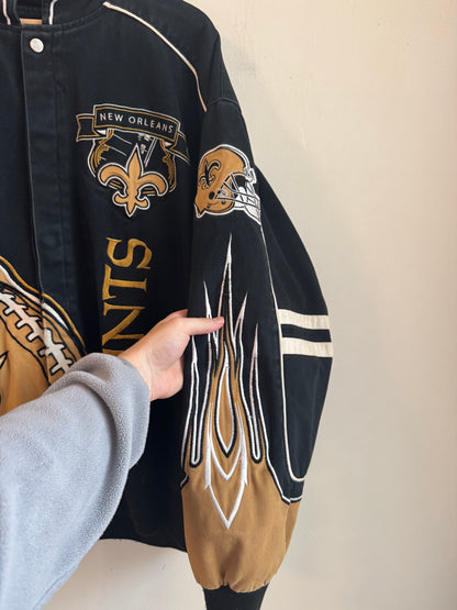 00s New Orleans Saints Flames Racing Jacket (XXXXL)