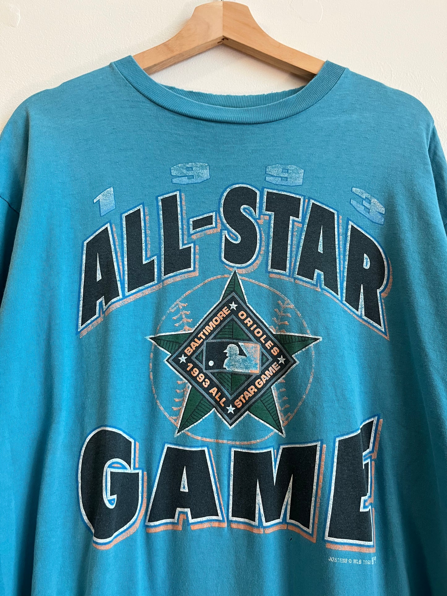 1993 Baltimore Orioles All Star Game Vintage Teal Distressed Tee (L)