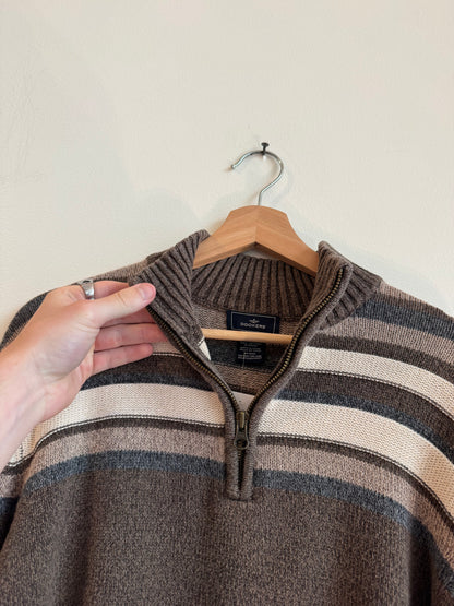 00s Dockers Striped Essential Quarter Zip Sweater (M)