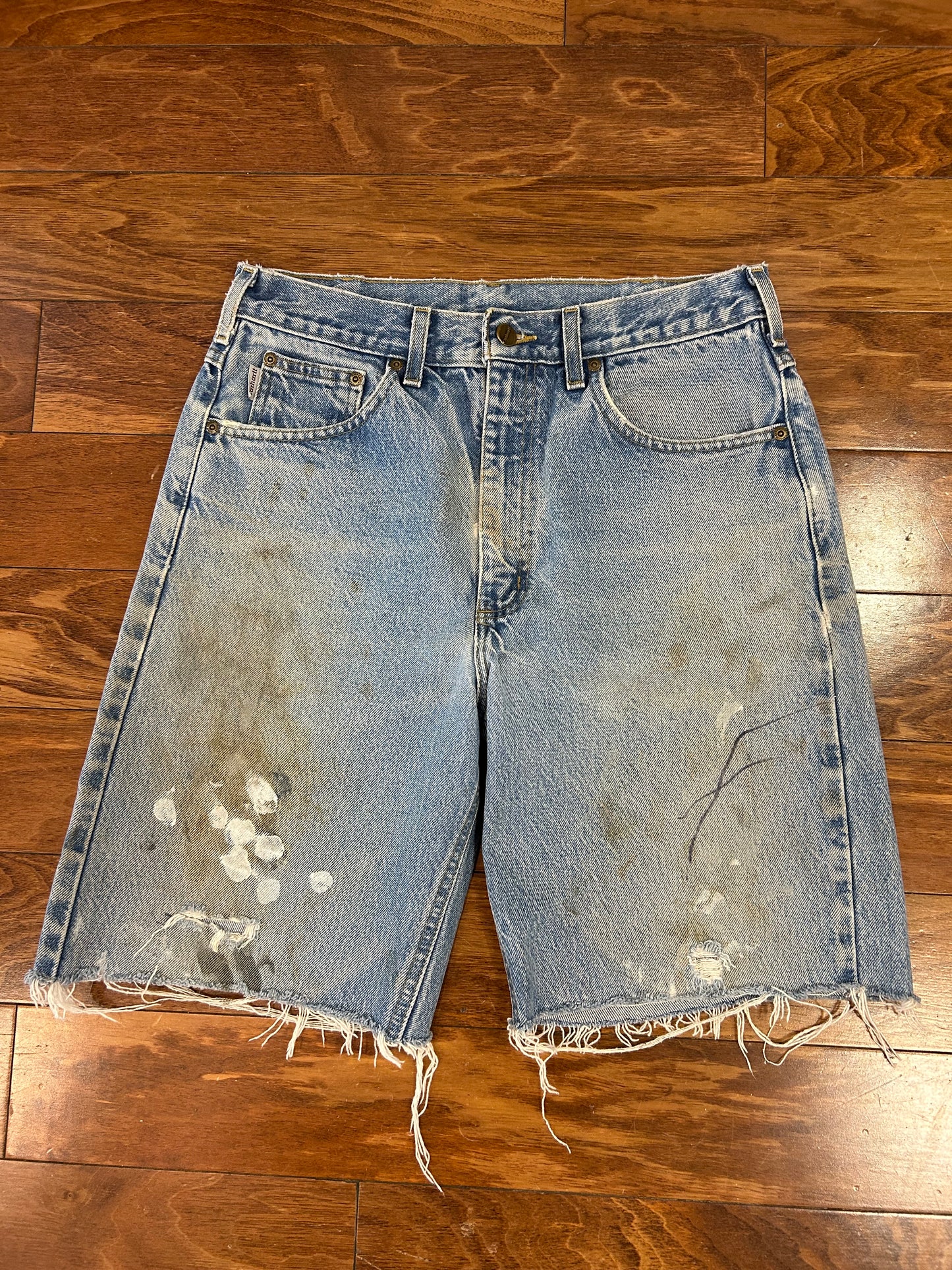 00s Carhartt Distressed Stained Jean Shorts (30)