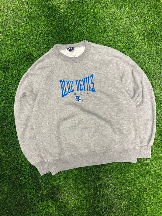 00s Duke University Blue Devils Embroidered Spell Out Crewneck (XL)