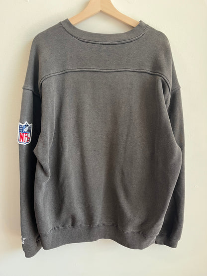 90s Oakland Raiders Starter Faded Spell Out NFL Crewneck (L)