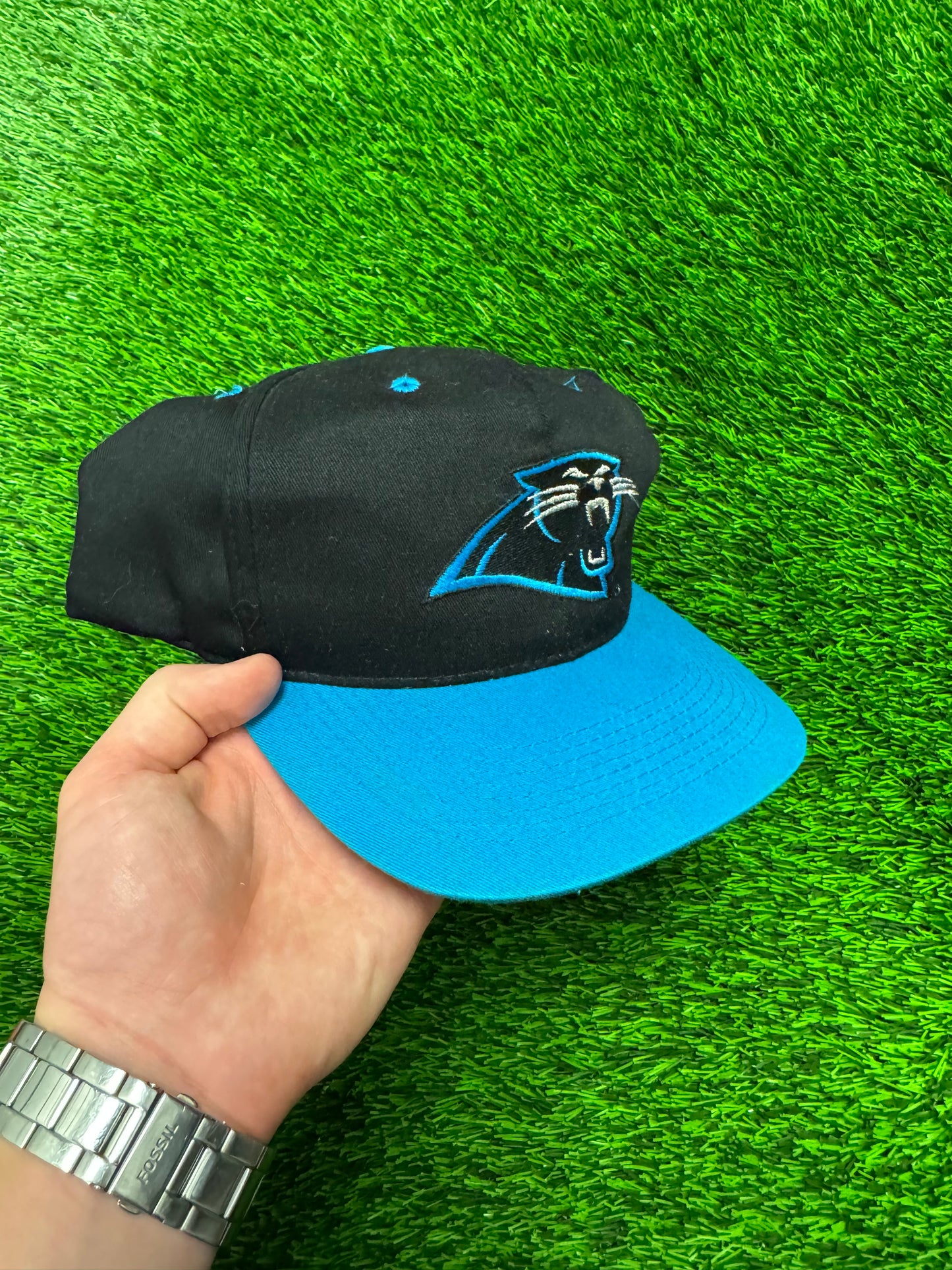 90s Carolina Panthers KMG Pro Model Snapback Hat (OS)