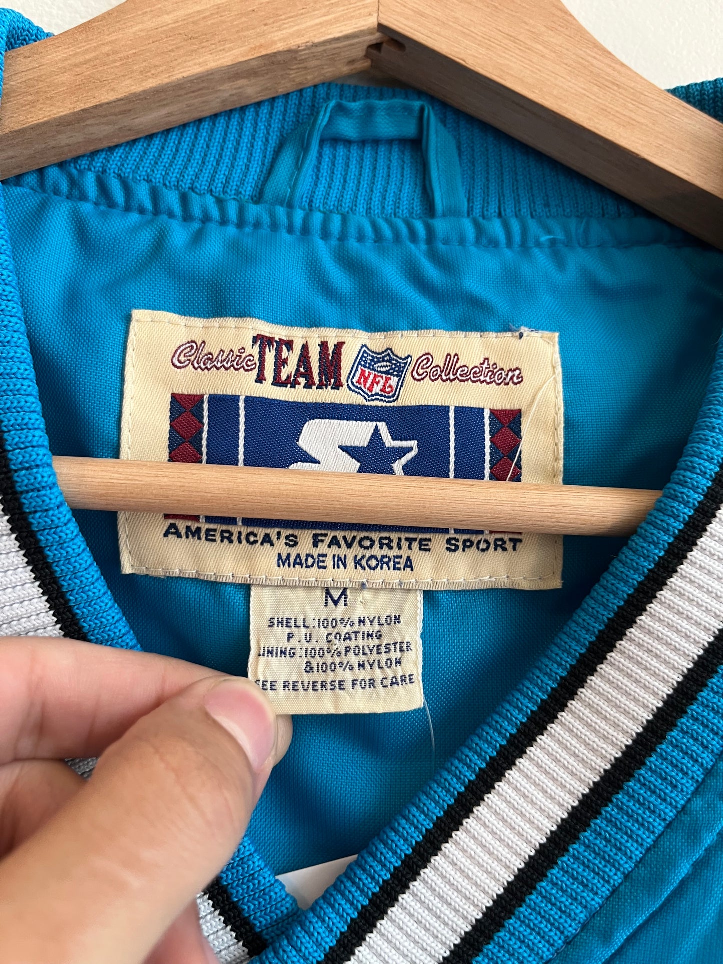 90s Carolina Panthers Embroidered Blue Starter Inaugural Season Windbreaker (M)