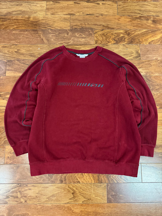 00s Nike Essential Swoosh Burgundy Fleece Crewneck (XXL)