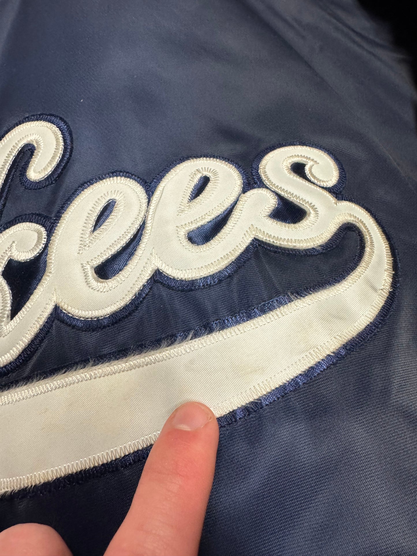 90s New York Yankees Vintage Spell Out Majestic Satin Jacket (XXXL)