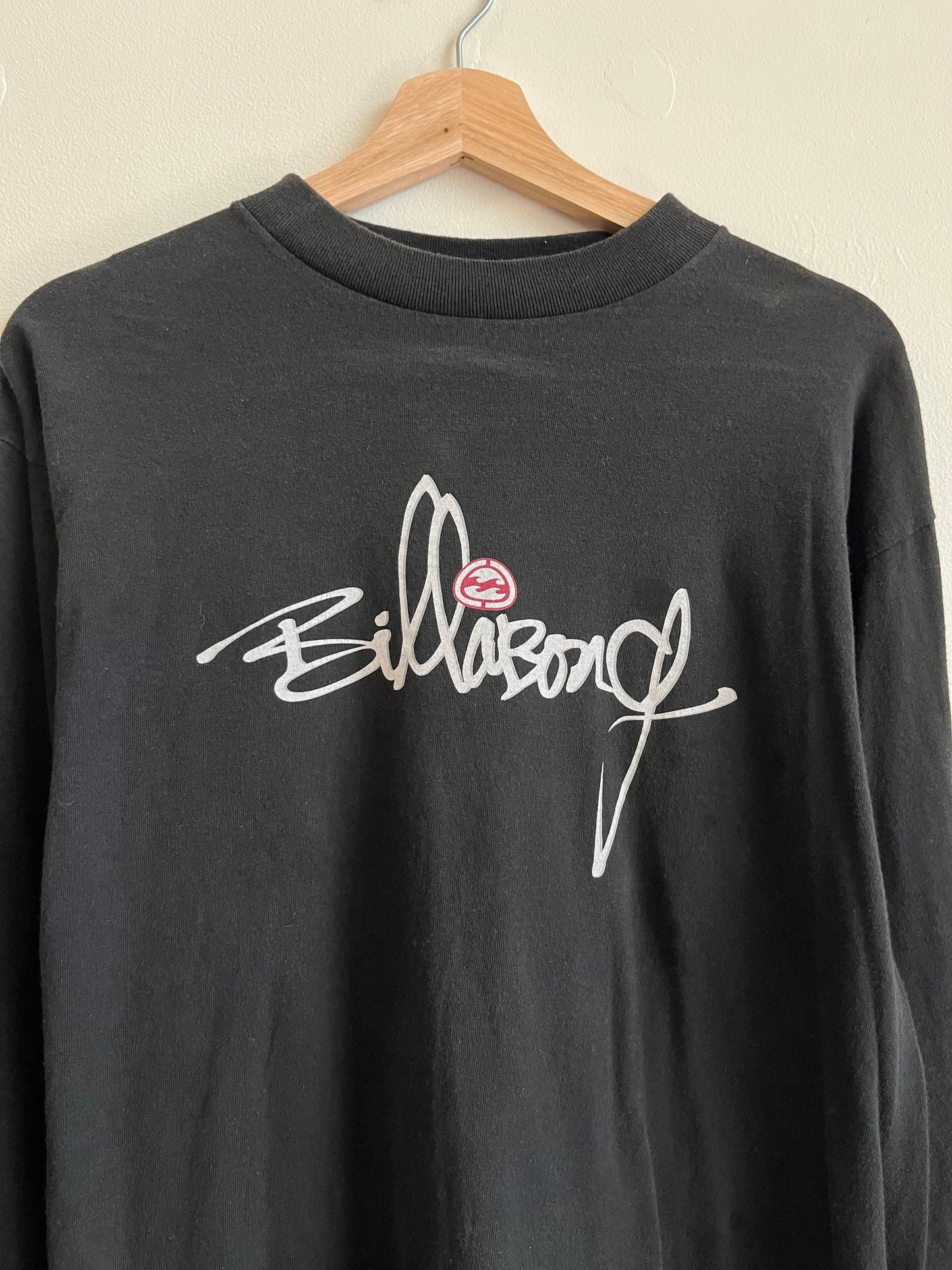 00s Billabong Black Spell Out Long Sleeve Shirt (M)