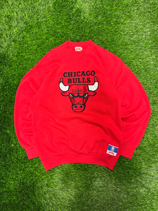 90s Chicago Bulls  Embroidered Logo Nutmeg Vintage Crewneck (L)