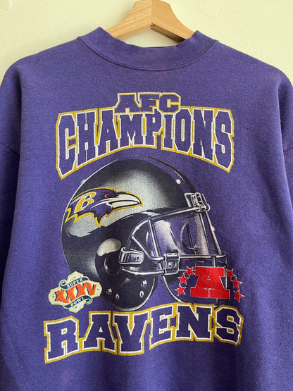 2001 Baltimore Ravens Helmet Graphic Super Bowl Crewneck (L)