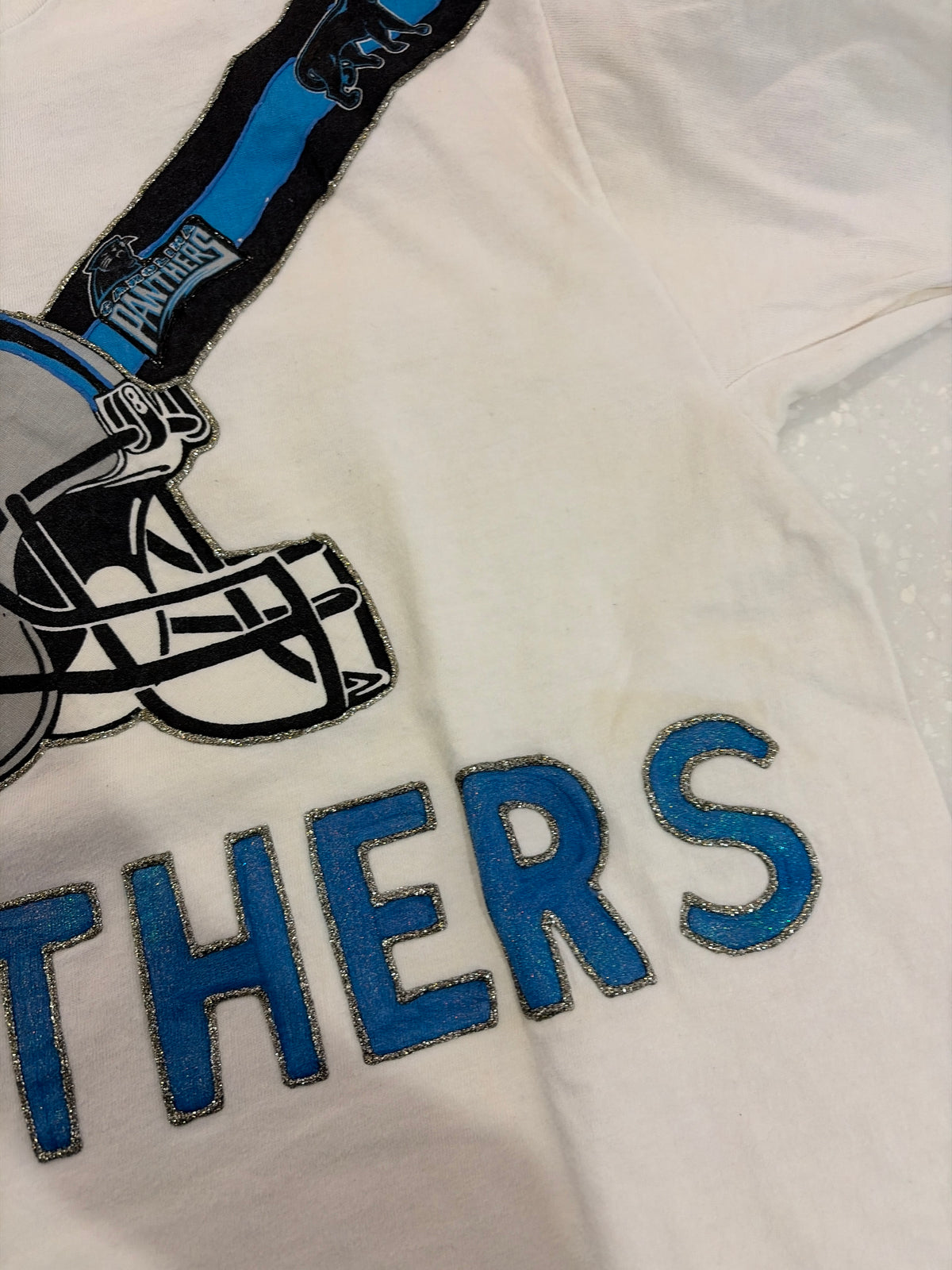 1996 Carolina Panthers Vintage Custom Glitter Tee (L)