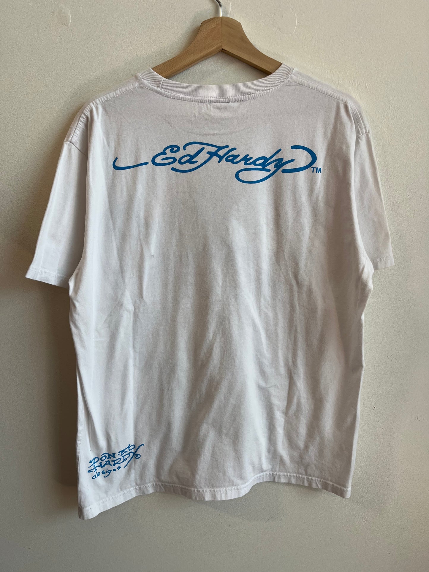 2000s Don Ed Hardy White Skull Tee (XL)