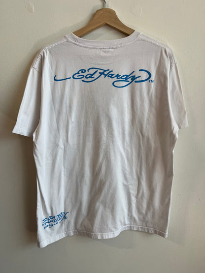 2000s Don Ed Hardy White Skull Tee (XL)