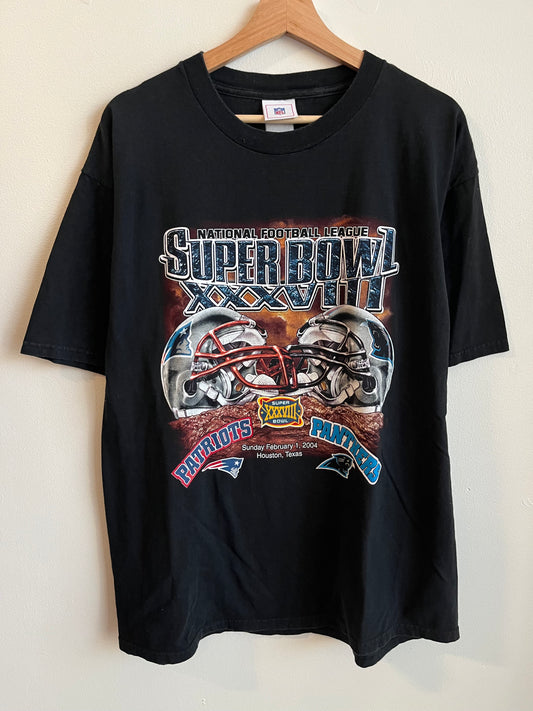 2004 Panther v Patriots Super Bowl Tee (XL)