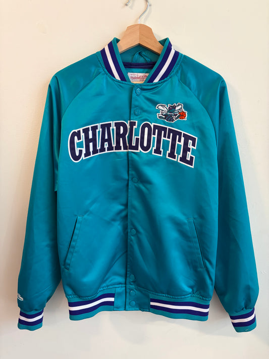 Charlotte Hornets Mitchell & Ness Teal Satin Jacket (S)