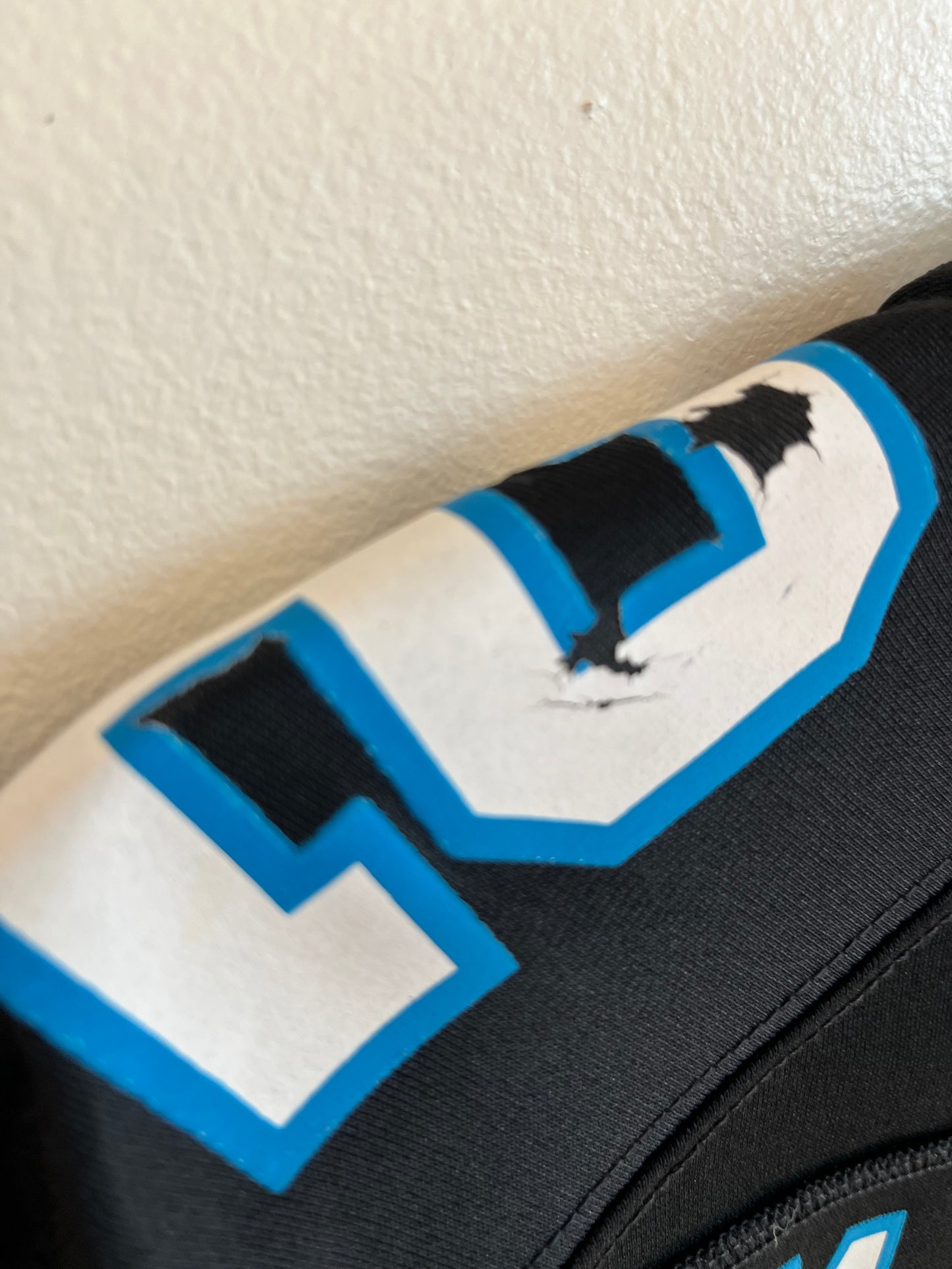 2019 Carolina Panthers Christian McCaffery 25 Seasons Patch Home Jersey (S)