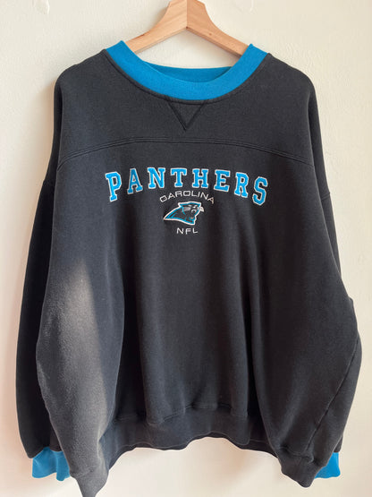 00s Carolina Panthers Embroidered Spell Out NFL Crewneck (XXL)