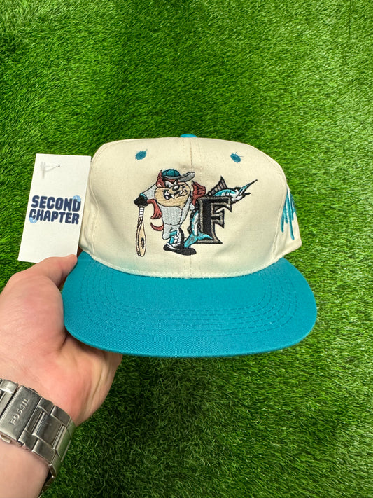 90s Florida Marlins Taz Looney Tunes Vintage Youth Snapback Hat (Youth OS)