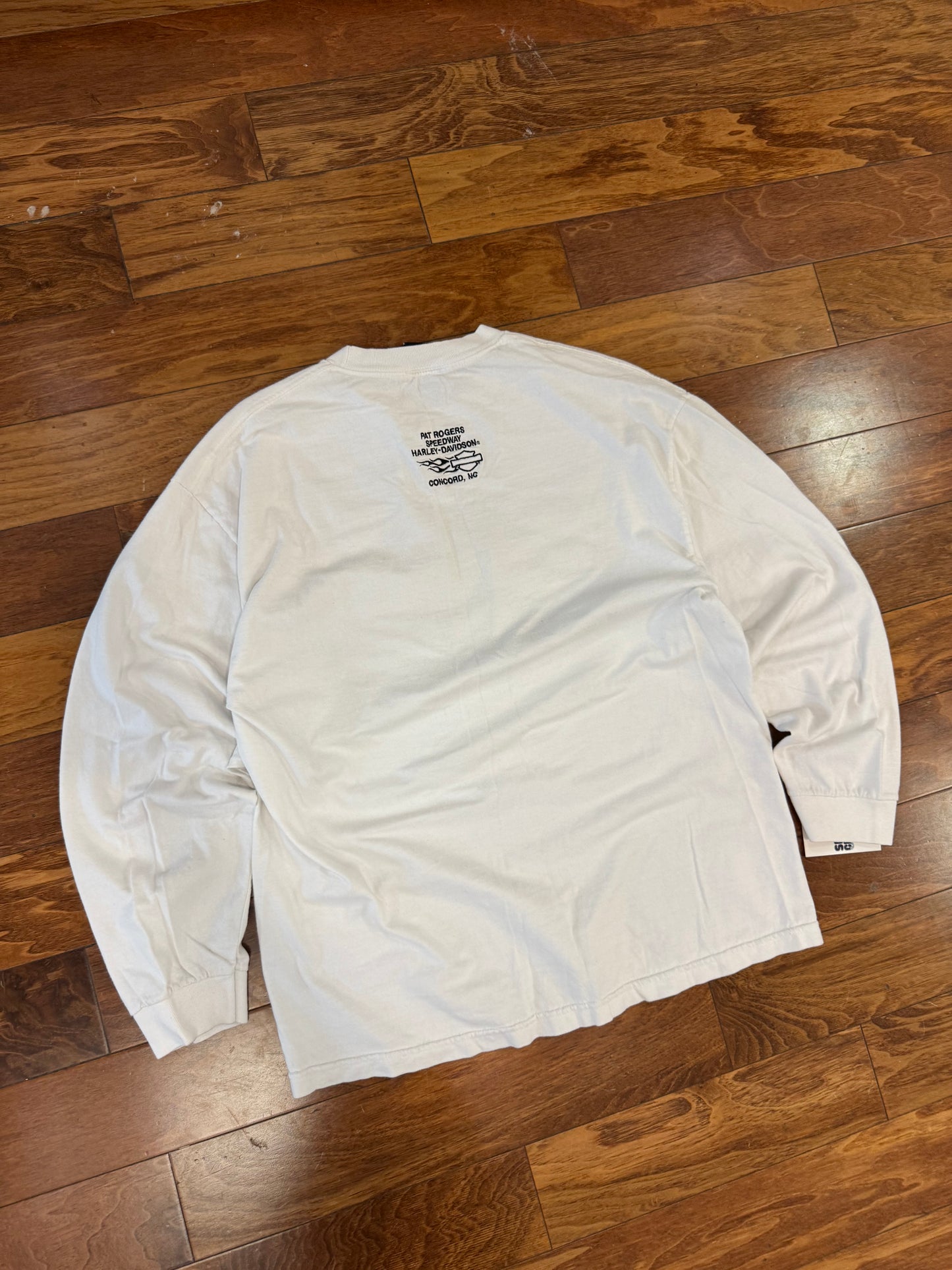 00s Harley Davidson Embroidered White Long-Sleeve Shirt (XL)