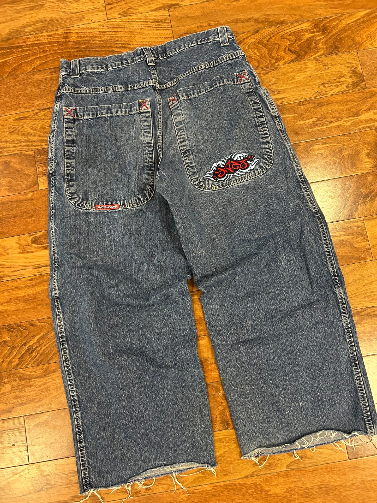 00s Jnco Dark Wash Vintage Tribal Jeans (36 x 29)