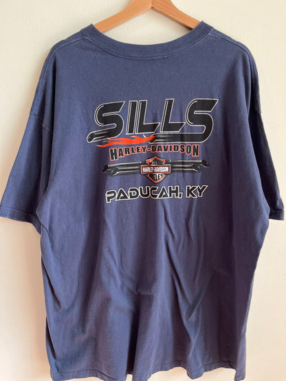 00s Harley Davidson Sills Blue Flames Tee (XXXL)