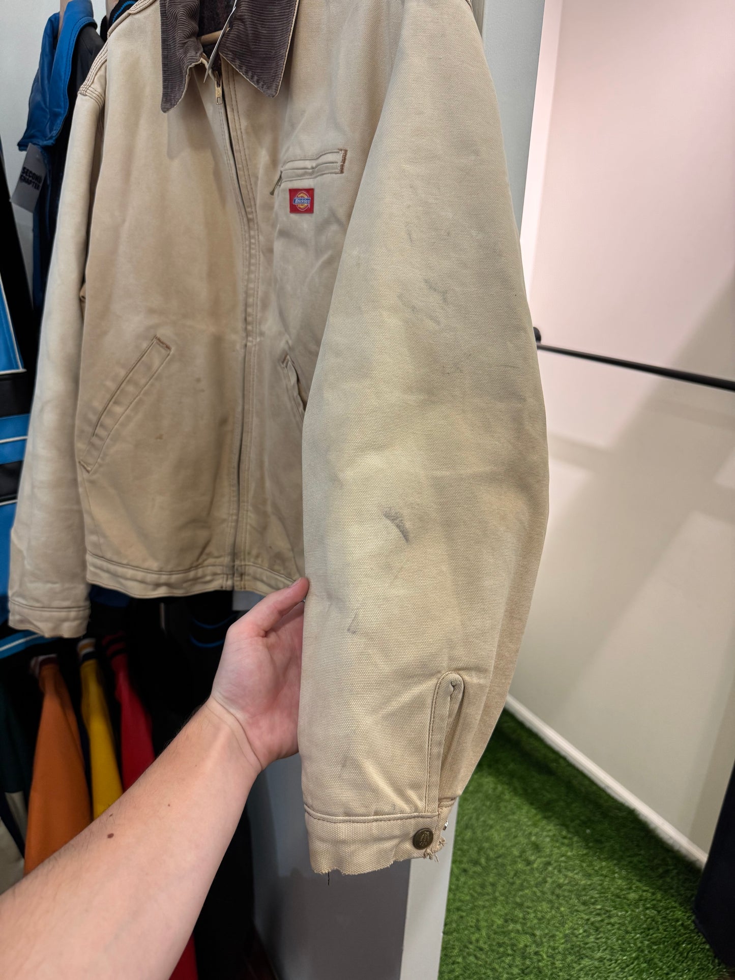 1990s Dickies Faded Distressed Tan Jacket (L)