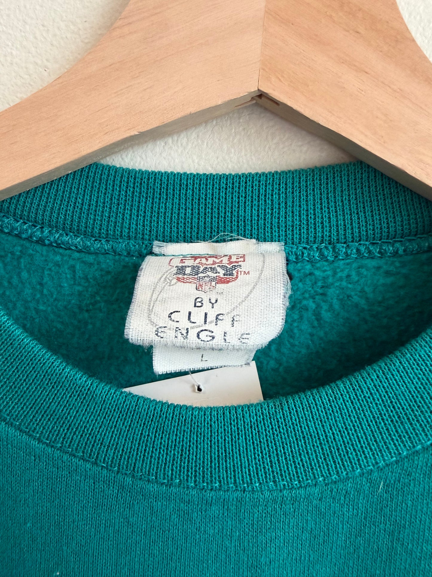 1996 Miami Dolphins Game Day Puff Print Teal Crewneck (L)