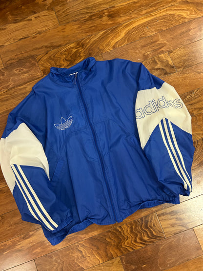 80s Adidas Blue Stained Windbreaker (L)