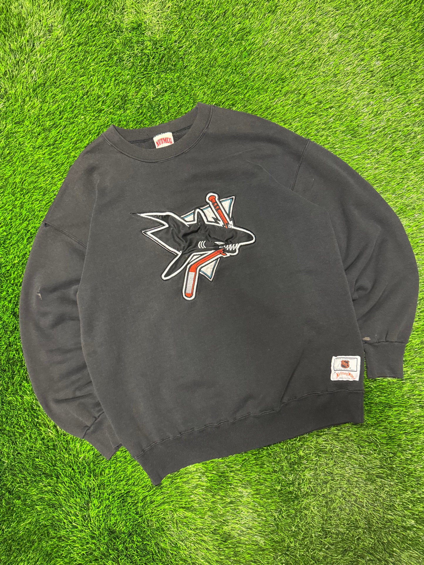 90s San Jose Sharks Vintage Nutmeg Black NHL Crewneck (XL)