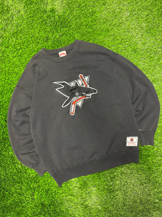 90s San Jose Sharks Vintage Nutmeg Black NHL Crewneck (XL)