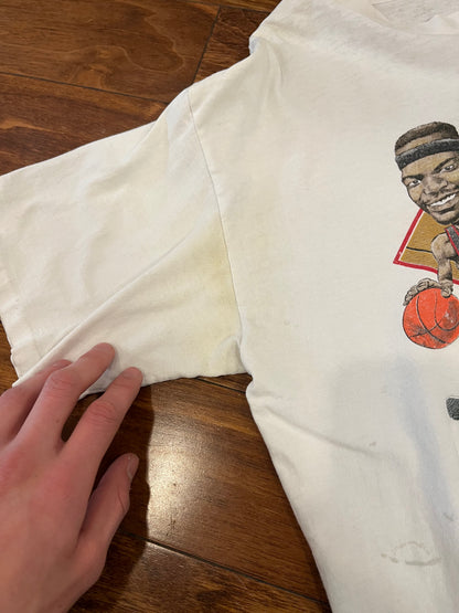 90s Vintage Portland Trail Blazers Caricature Young Guns Thrashed Tee (L)