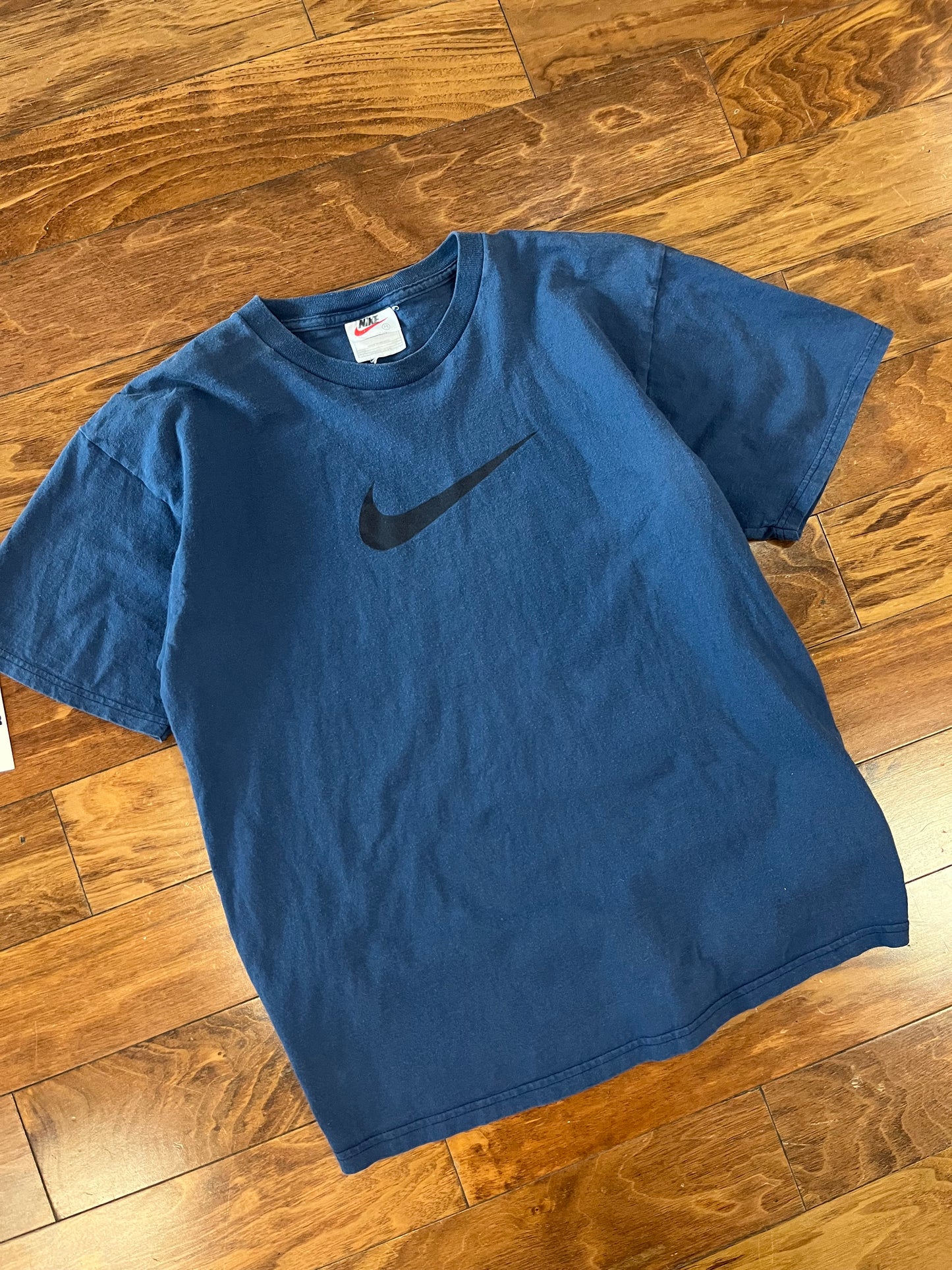 90s Nike Big Swoosh Navy Tee (M)