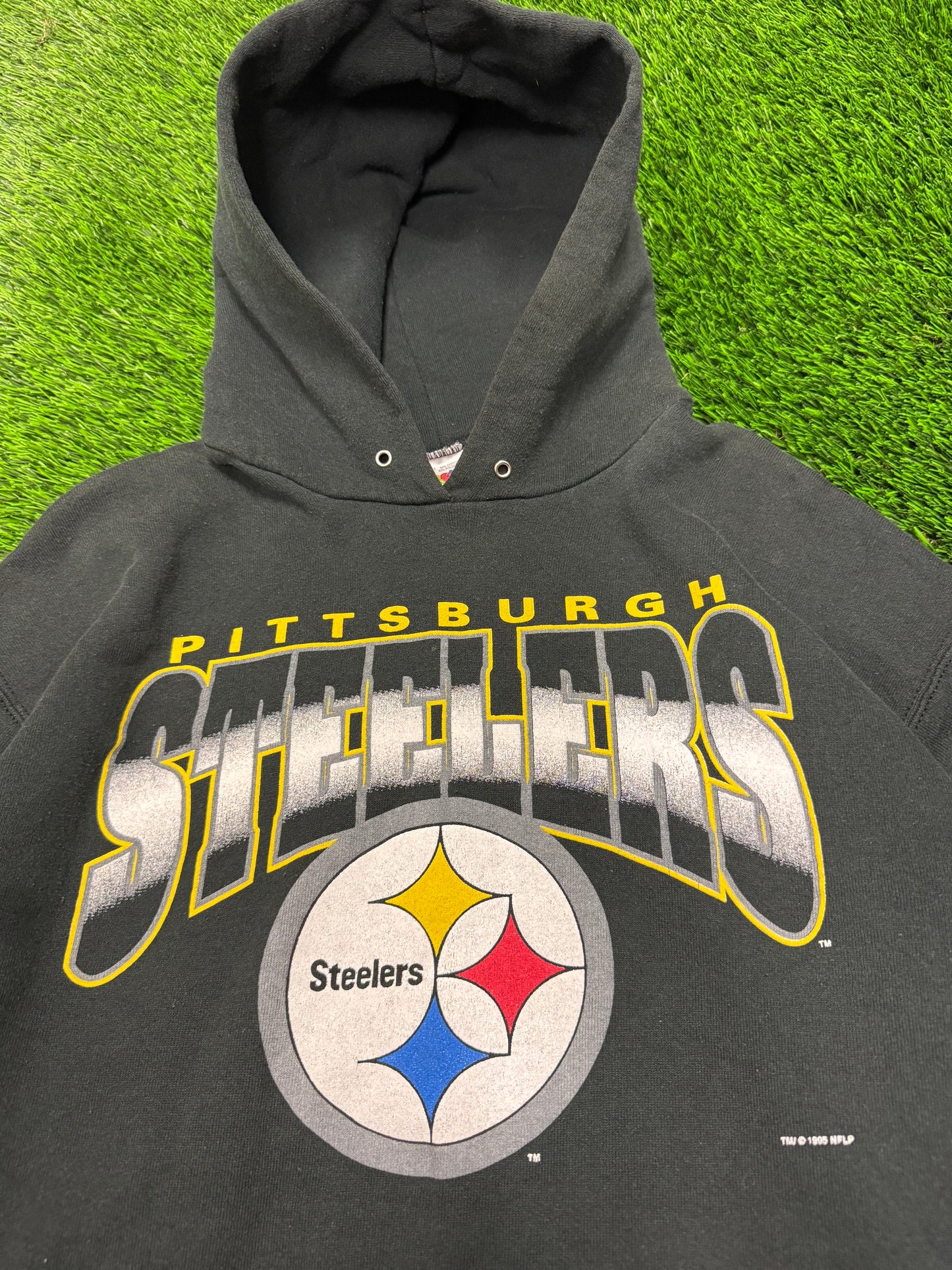 1995 Pittsburgh Steelers Spell Out Black Hoodie (L)