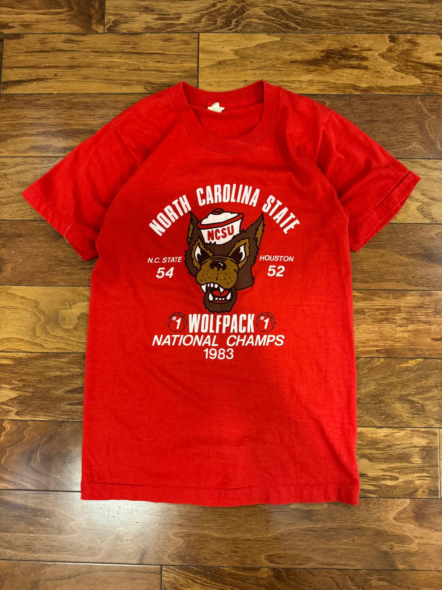 1983 NC State Wolfpack NCAA Vintage Basketball Champions Tee (S)
