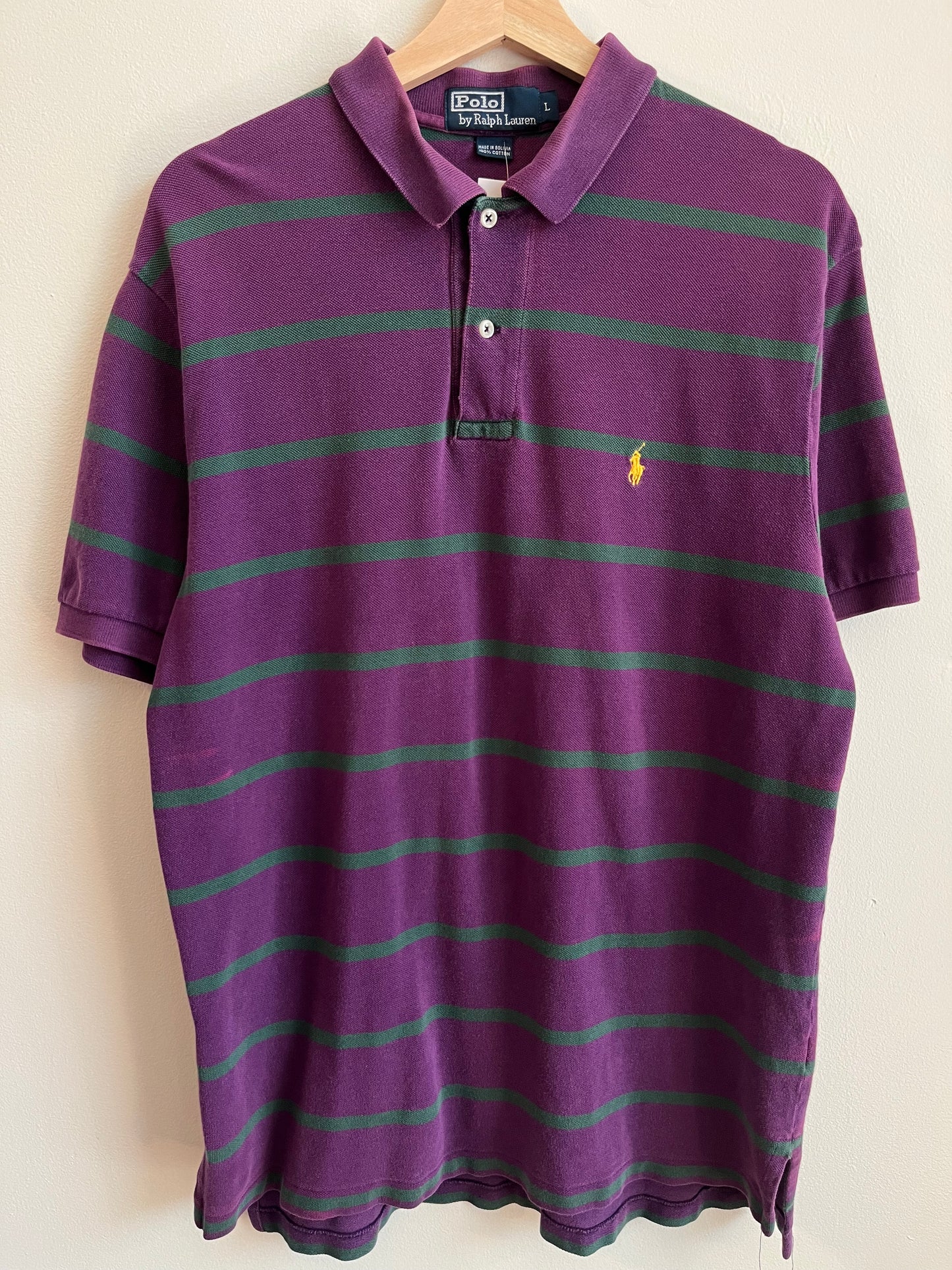 00s Polo Ralph Lauren Striped Purple Shirt (L)