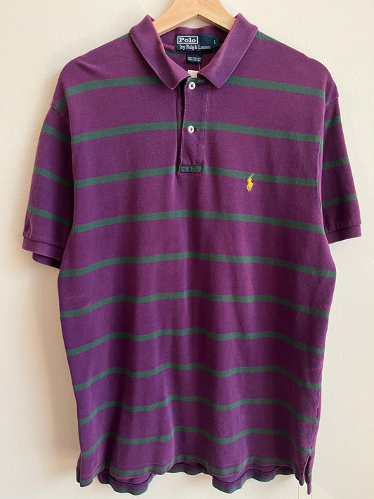 00s Polo Ralph Lauren Striped Purple Shirt (L)