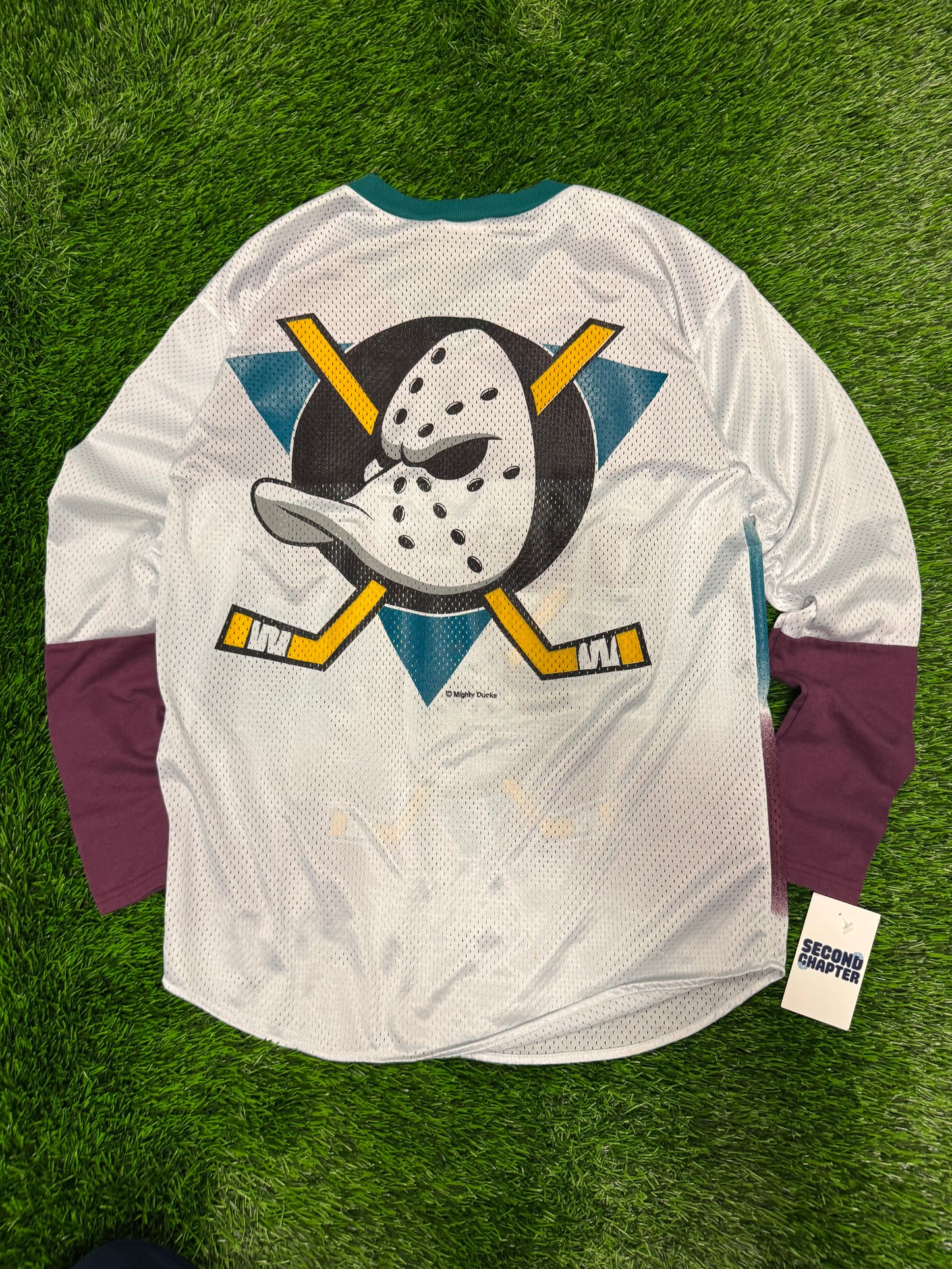 1995 Mighty Ducks Anaheim NHL Sportonics Women's Mesh Jersey (XL)