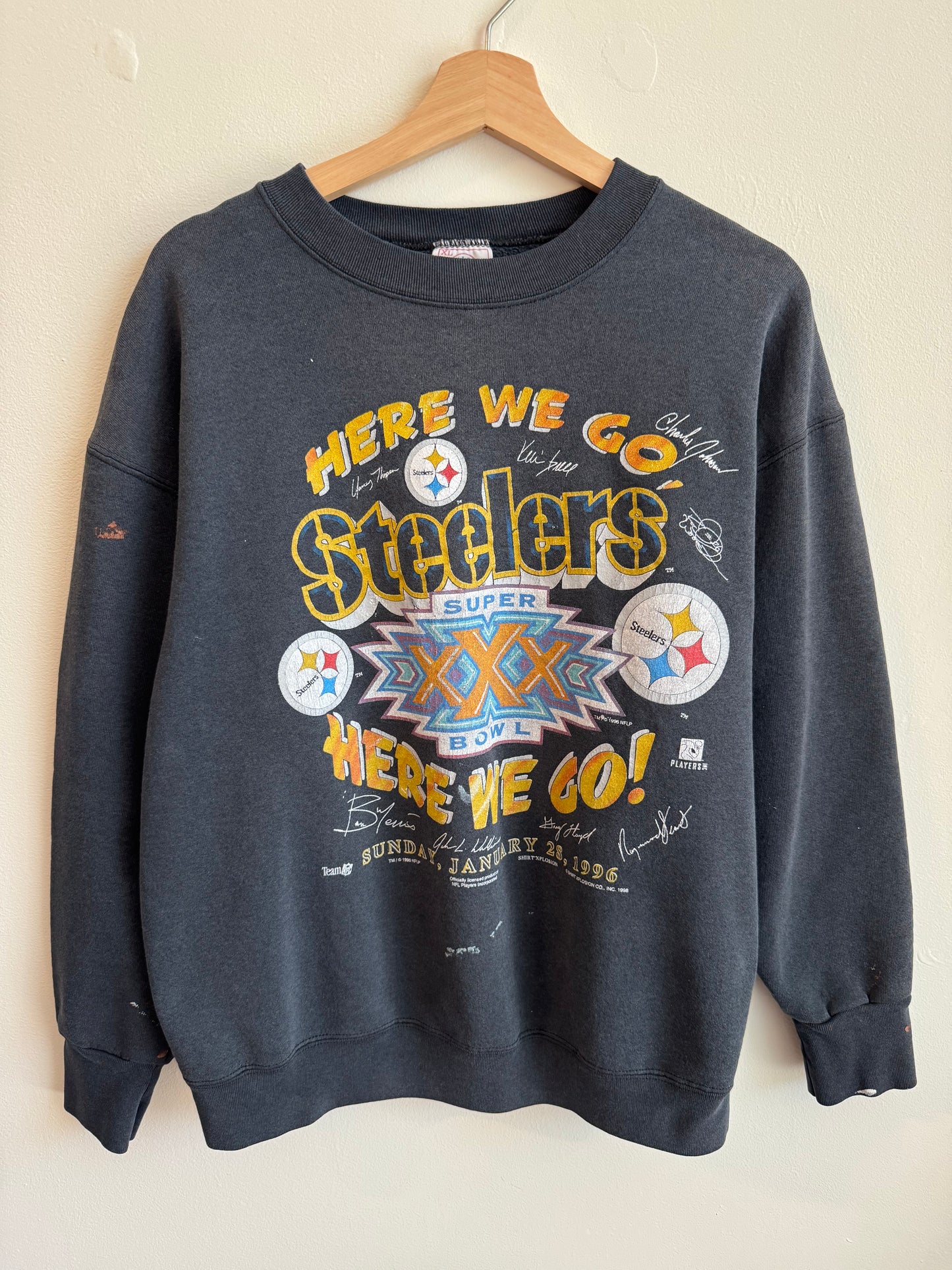 1996 Pittsburgh Steelers Thrashed SB XXX Vintage Crewneck (XL)