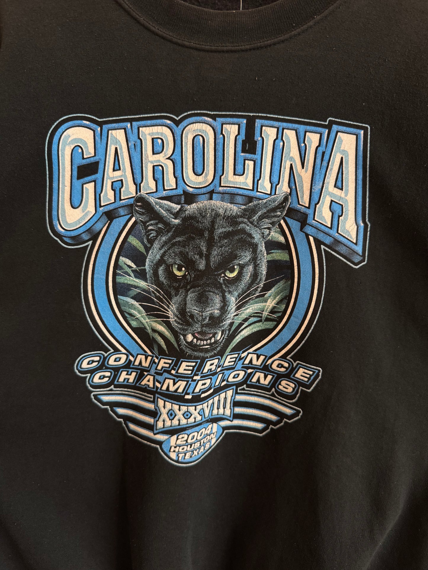 2004 Carolina Panthers Conference Champs Jungle Cat Graphic Crewneck (XL)
