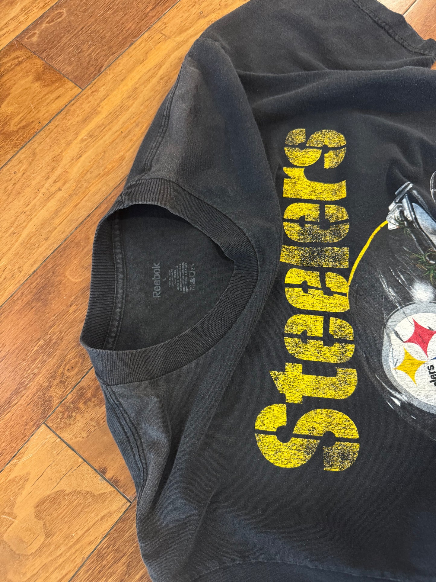 00s Pittsburgh Steelers Helmet Spell Out Vintage Graphic Tee (XL)