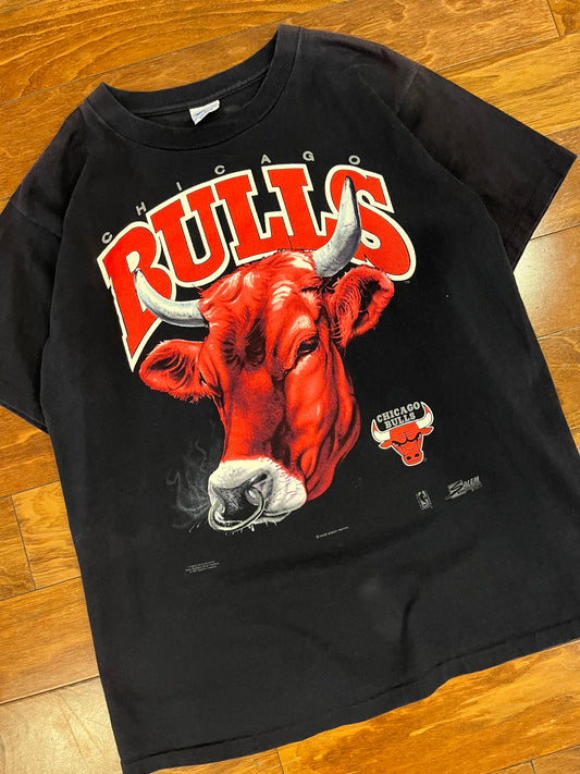 1991 Chicago Bulls Mascot Big Face Salem NBA Tee (L)