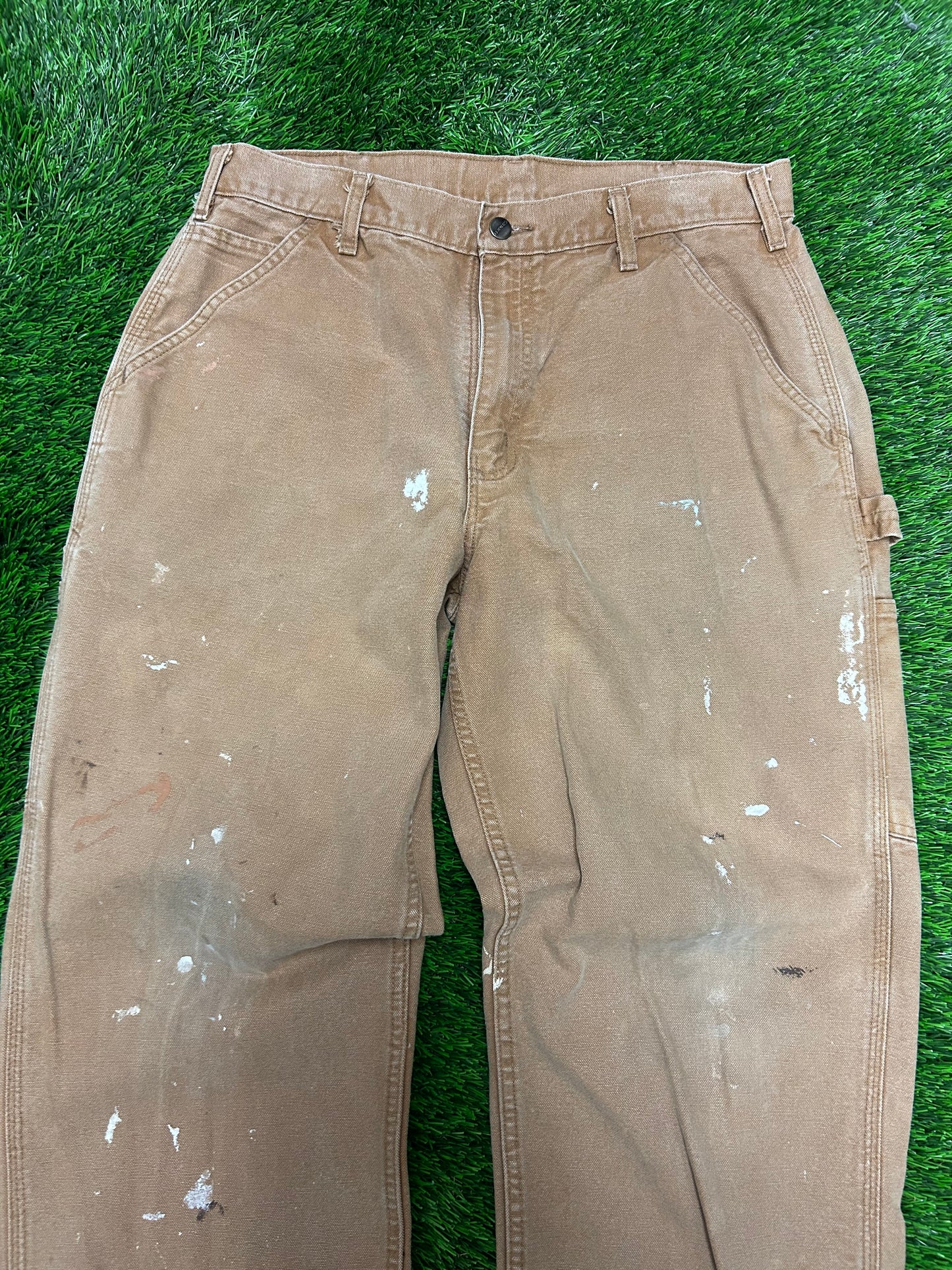 Carhartt Tan Paint Splatter Carpenter Pants (34 x 32)
