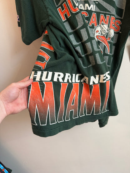 90s Miami Hurricanes Vintage Wrap Around Tee (L)